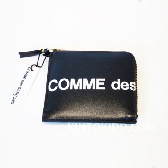 Wallet COMME des GARCONS HUGE LOGO L字型ZIP財布　黒　COW HIDE CdG-8Z-T031-051-1