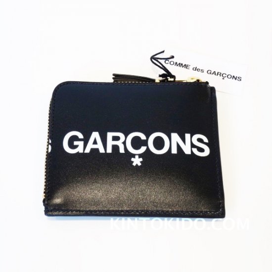 Wallet COMME des GARCONS HUGE LOGO L字型ZIP財布 黒 COW HIDE CdG-8Z