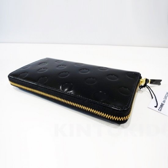 Wallet COMME des GARCONS 長財布二つ折りZIP財布 黒 Dots Embossed LEATHER Line【新品】 【通販】 - コムデギャルソンの古着専門 きんとき堂