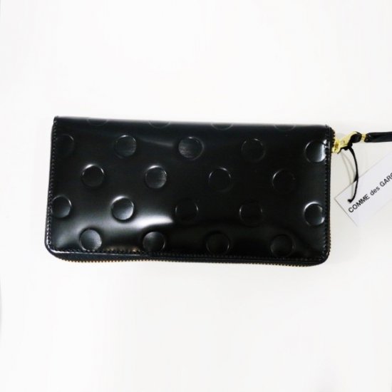 Wallet COMME des GARCONS 長財布二つ折りZIP財布 黒 Dots Embossed