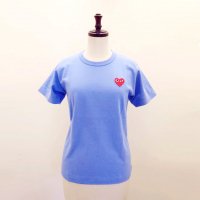 【レディース】PLAY COMME des GARCONS 半袖Tシャツ　ブルー　綿100%　赤エンブレム |コムデギャルソン