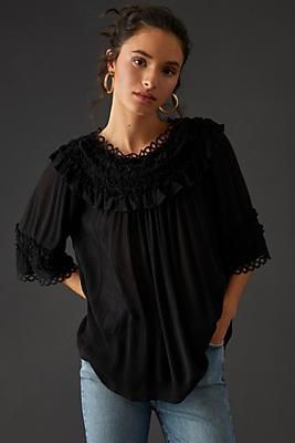 By Anthropologie Ruffled Blouse - ANTHROPOLOGY(アンソロポロジー