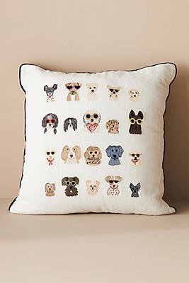 Rifle Paper Co. x Loloi Dog Days Embroidered Pillow - ANTHROPOLOGY