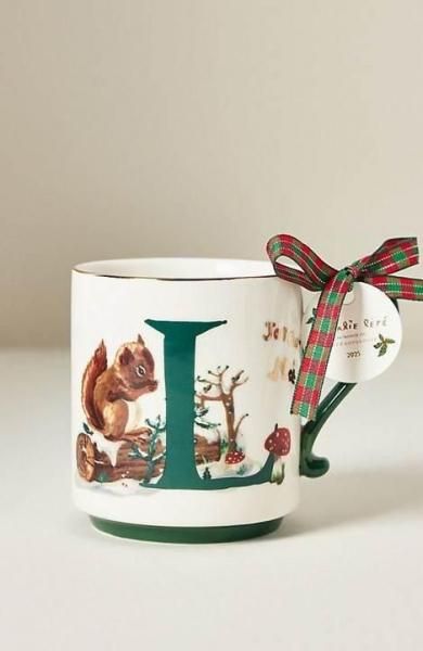 Nathalie Lete Stoneware Holiday Monogram Mug - ANTHROPOLOGY