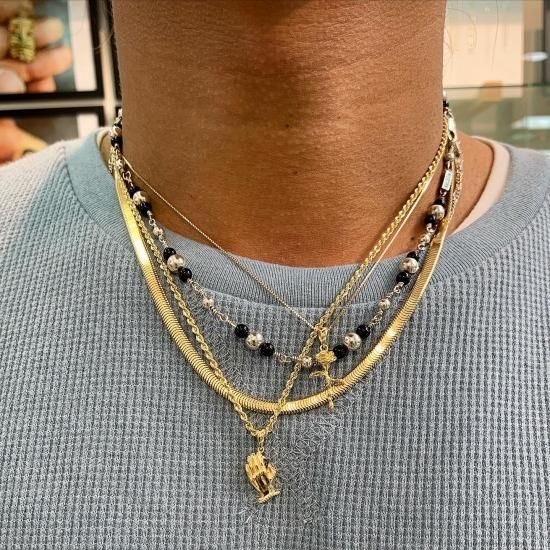 ビーズネックレス ［ブラック SILVER925］ - ARCH 7 STAR