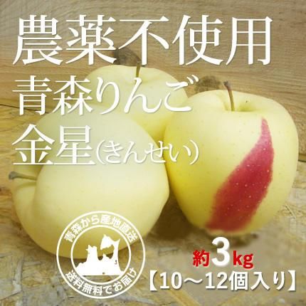 無農薬 青森りんご 金星 きんせい 約3kg 送料無料で産地直送販売 まっかなほんと