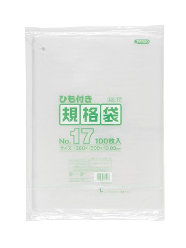 ジャパックス LD規格ポリ袋 0.03mm厚 No.17紐付き LK17 360×500mm 1ケース1500枚入り