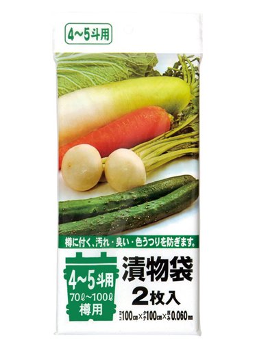 ジャパックス 漬物袋 4～5斗用(70L～100L) 透明 2枚×10冊×6袋 TK05-