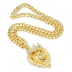 <img class='new_mark_img1' src='https://img.shop-pro.jp/img/new/icons30.gif' style='border:none;display:inline;margin:0px;padding:0px;width:auto;' />King Ice "14K Gold Large Roaring Lion CZ" ͥå쥹 / 