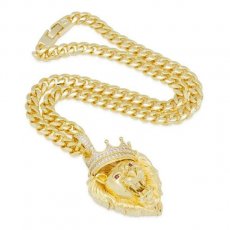 <img class='new_mark_img1' src='https://img.shop-pro.jp/img/new/icons58.gif' style='border:none;display:inline;margin:0px;padding:0px;width:auto;' />King Ice "14K Gold Large Roaring Lion CZ" ネックレス / ゴールド