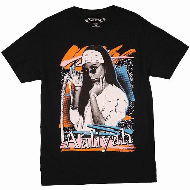 偉大な 黒 ビッグロゴ アリーヤ AALIYAH XL ミュージックTシャツ バンT