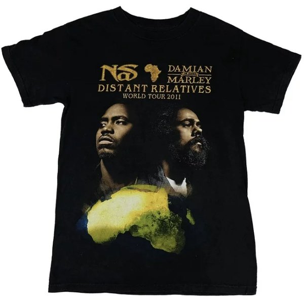 <img class='new_mark_img1' src='https://img.shop-pro.jp/img/new/icons30.gif' style='border:none;display:inline;margin:0px;padding:0px;width:auto;' />NAS & DAMIAN MARLEY "DISTANT RELATIVES" Tシャツ / ブラック