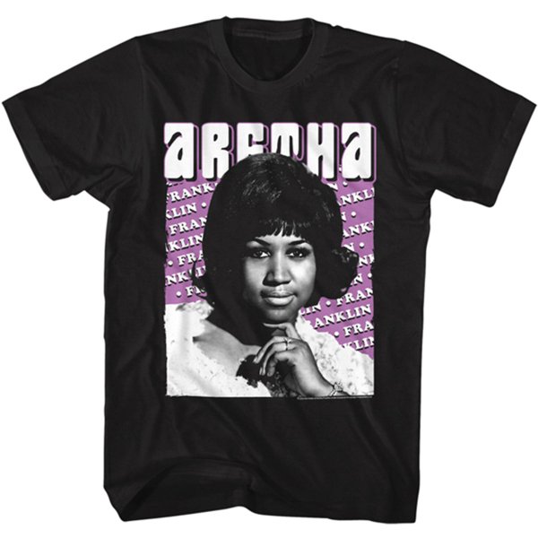 <img class='new_mark_img1' src='https://img.shop-pro.jp/img/new/icons6.gif' style='border:none;display:inline;margin:0px;padding:0px;width:auto;' />ARETHA FRANKLIN "REPEATED NAME" Tシャツ / ブラック