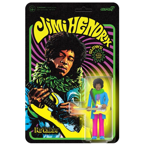 <img class='new_mark_img1' src='https://img.shop-pro.jp/img/new/icons6.gif' style='border:none;display:inline;margin:0px;padding:0px;width:auto;' />SUPER7 "Jimi Hendrix Blacklight (Are You Experienced)" アクションフィギュア