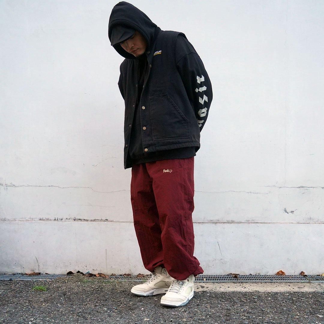 Laidback ナイロン トラックパンツ Purple&Yellow パンツ ナイロンストレッチトラックパンツ メンズ