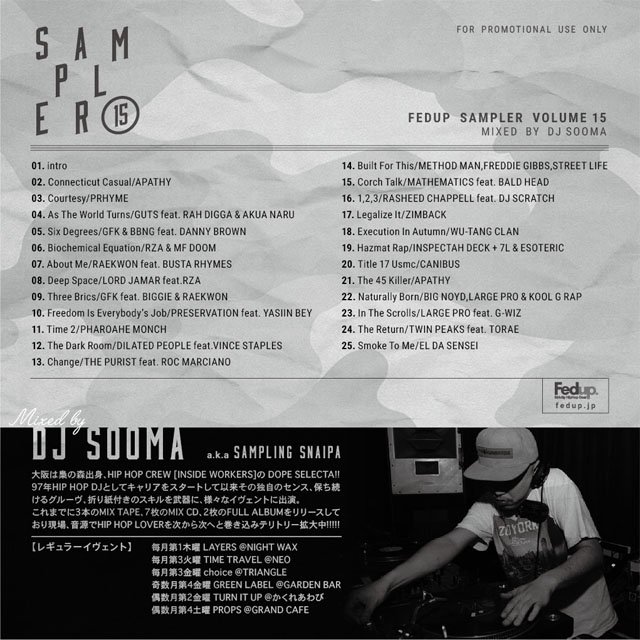 Fedup | HIPHOP WEAR | Fedup Sampler vol.15 / Mixed by DJ Sooma