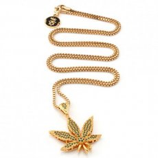 <img class='new_mark_img1' src='https://img.shop-pro.jp/img/new/icons30.gif' style='border:none;display:inline;margin:0px;padding:0px;width:auto;' />King Ice "18K GOLD GREEN CZ WEED LEAF" ネックレス / ゴールド