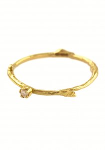 ALEX MONROE(アレックスモンロー)/18ct Solid Gold Fine Twig Ring with Diamond