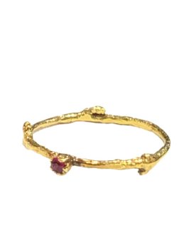 ALEX MONROE(アレックスモンロー)/18ct Solid Gold Fine Twig Ring with ruby