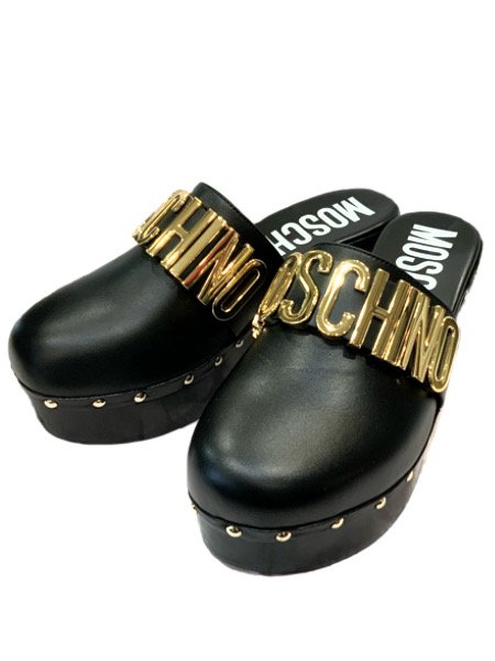 新品】MOSCHINO モスキーノ カーフスキンロゴヒール・38・イタリア製