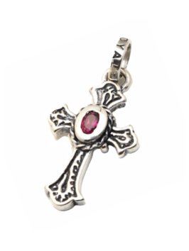 【ROYAL ORDER ロイヤルオーダー】<br> ペンダントトップ/ MALL CARVED CROSS WITH CZ