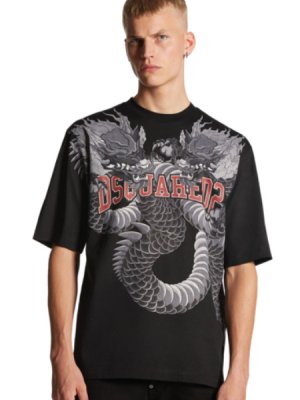 【Dsquared2 ／ディースクエアード2】 半袖Tシャツ/ドラゴンデザイン　ーRINGselectshop（リング　セレクトショップ）