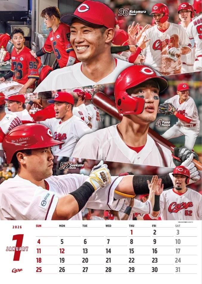 カープ球団公式 2026 CARP CALENDAR（カープカレンダー） - 広島県