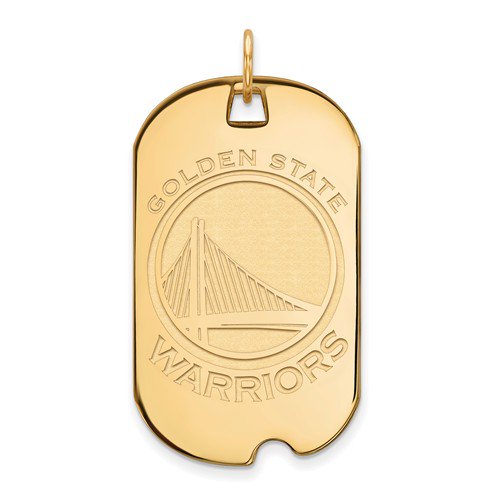Golden State Warriors Sterling Silver Gold Plated Large Dog Tag ᡼
