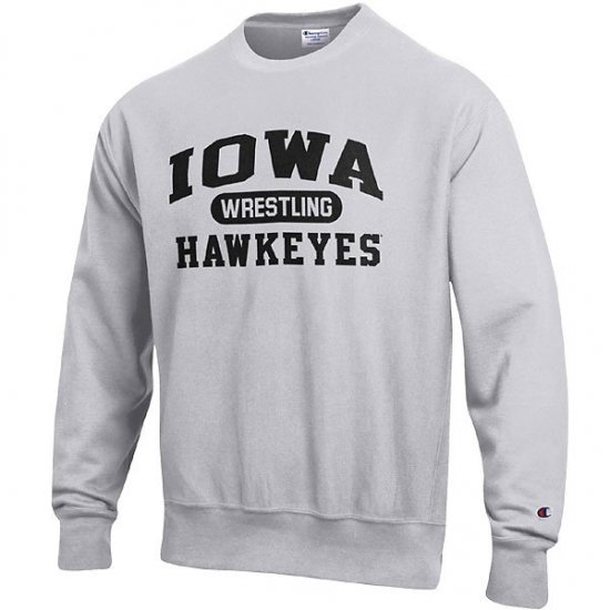 Iowa Hawkeyes Wrestling Grey Reverse Weave Crew Sweat ᡼