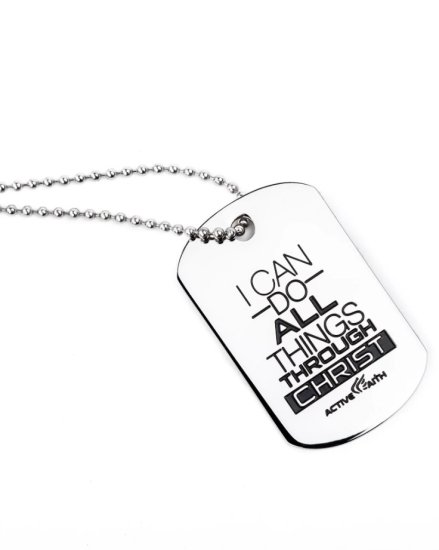 ǥ I CAN DO ALL THINGS WITH CHRIST DOG TAG С ᡼