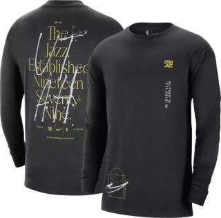 Nike Men's Utah Jazz Black Courtside Max 90 Long Sleeve T-Shirt ͥ