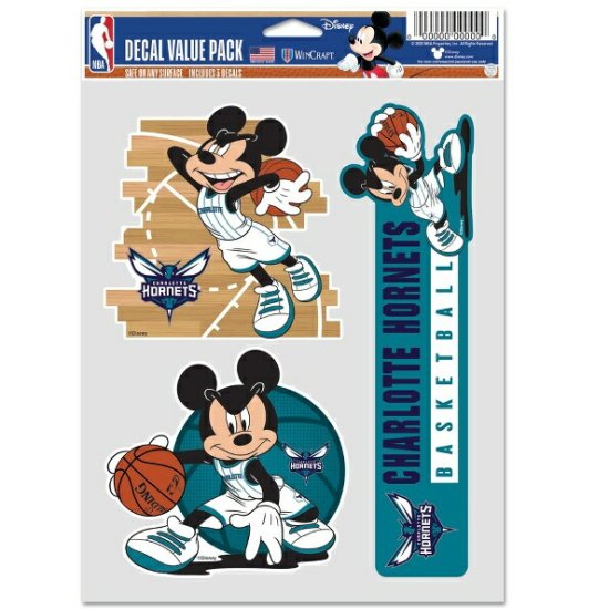シャーロットホーネッツ Winクラフト Disney Mickey マウス チーム 3パック ステッカー セット - NBAグッズ  バスケショップ通販専門店 ロッカーズ