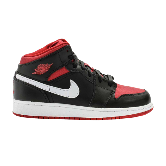 Air Jordan 1 Retro Mid GS Black Red White NBA