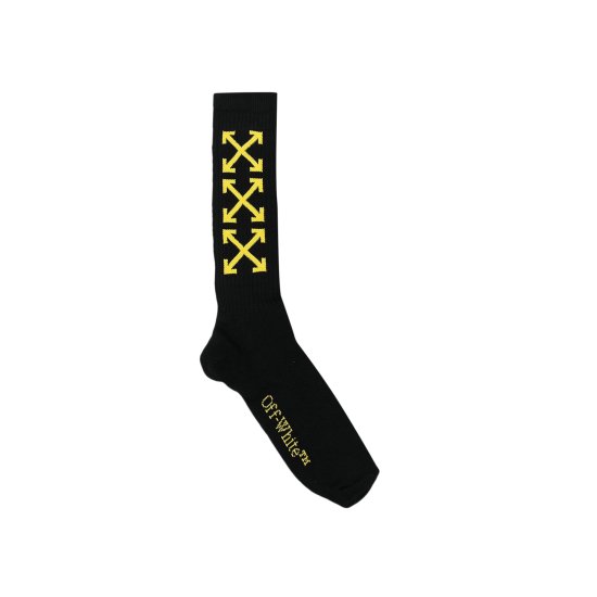 Off-White Arrow Bookish Medium Socks 'Black/Yellow' ᡼