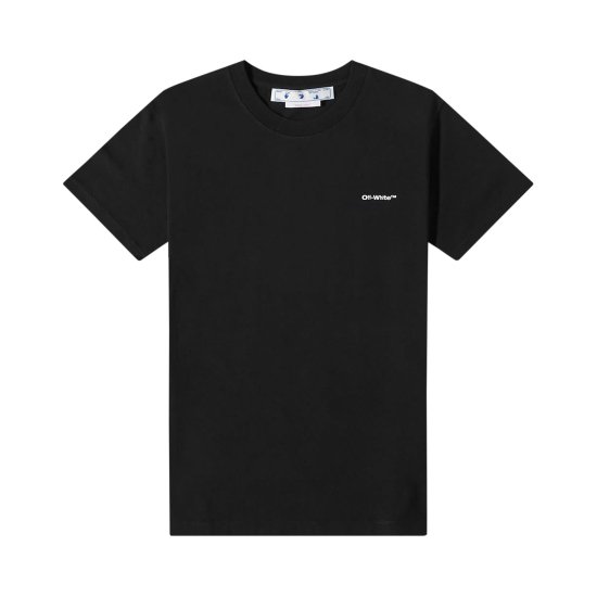 Off-White Wave Outline Diagonal Slim T-Shirt 'Black/White' ᡼