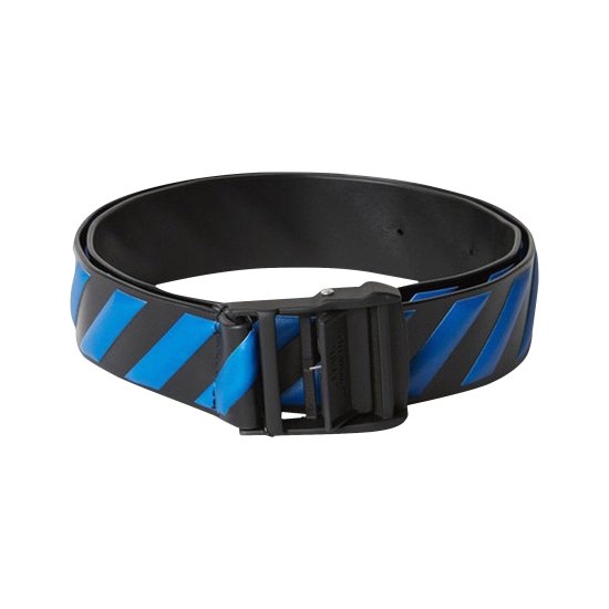 Off-White Diagnoal Industrial Leather Belt 'Blue/Black' ᡼