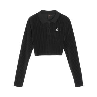 Air Jordan Flight Long-Sleeve Velour Cropped Top 'Black'