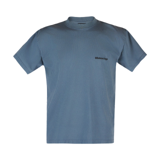 Balenciaga BB Center Logo Tee 'Washed Blue/Black'