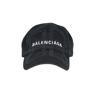 Balenciaga Laser Destroyed BB Cap 'Black/White'