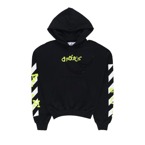 Off-White Opposite Arrow Boxy Hoodie 'Black/Lime' ᡼