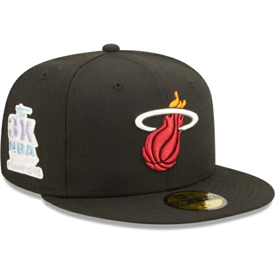 マイアミヒート ニューエラ（New Era）（ニューエラ） 3x NBAファイナル チャンピオンs ポップ Sweアット 59FIFTY ぴったりした  ハット - ブラック - NBAグッズ バスケショップ通販専門店 ロッカーズ