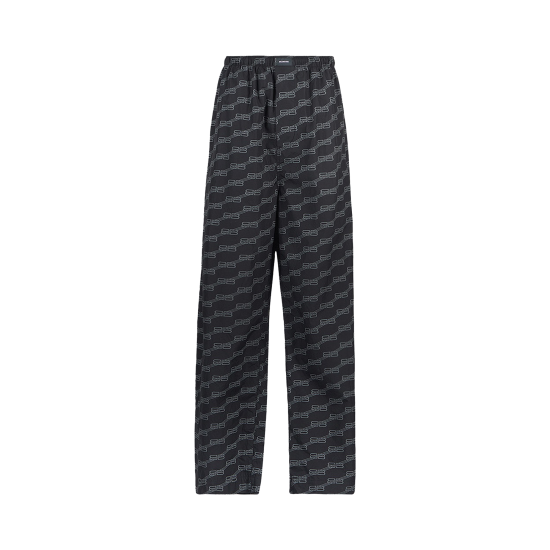 Balenciaga BB Monogram Pajama Pants 'Black/Grey' ᡼