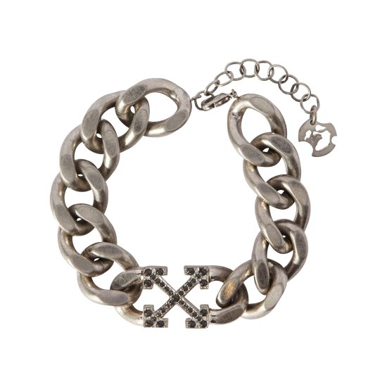 Off-White Crystal Arrow Chain Bracelet 'Silver/Black' ᡼