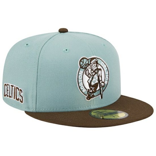 ボストンセルティックス ニューエラ（New Era）（ニューエラ） ツー-トーン59FIFTY ぴったりした ハット - ライト ブルー/ブラウン -  NBAグッズ バスケショップ通販専門店 ロッカーズ