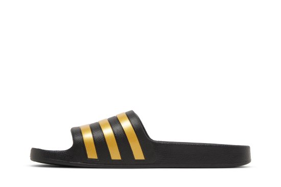 Adilette Aqua Slides 'Black Gold Metallic' - NBAグッズ バスケ