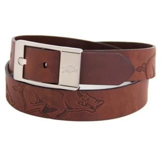 Arkansas Razorバックs ブランドish レザー Belt - ブラウン