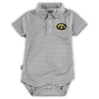 アイオワ・ホークアイズ Garb キッズ カーsオン ストライプ ポロ ロンパース - チャコール