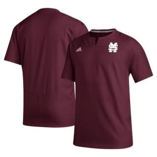 Mississippi ステート Bulldogs アディダス Vネック アイアン ケージ トップ