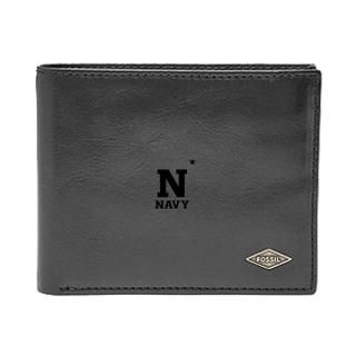 ネイビー・ミッドシップメン フォスil レザー Ryan RFID フリップ ID Bifold 財