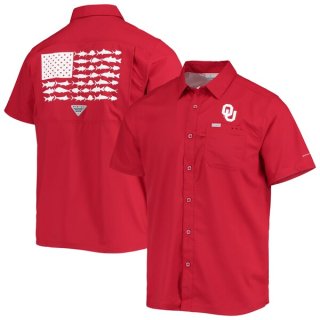 オクラハマ・スーナーズ Columbia PFG Slack Tide キャンプ ボタン-アップ シ